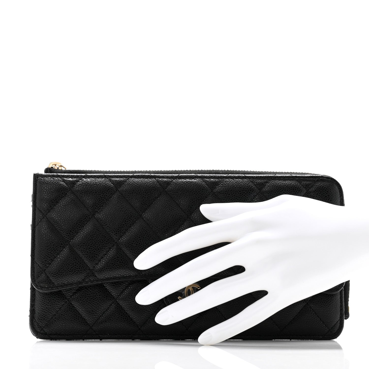 Chanel Caviar Quilted Flap Zip Pouch Black 2 of 7