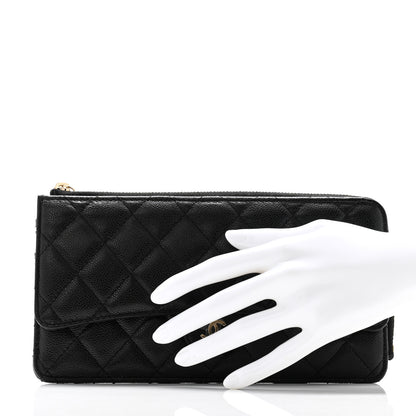 Chanel Caviar Quilted Flap Zip Pouch Black 2 of 7