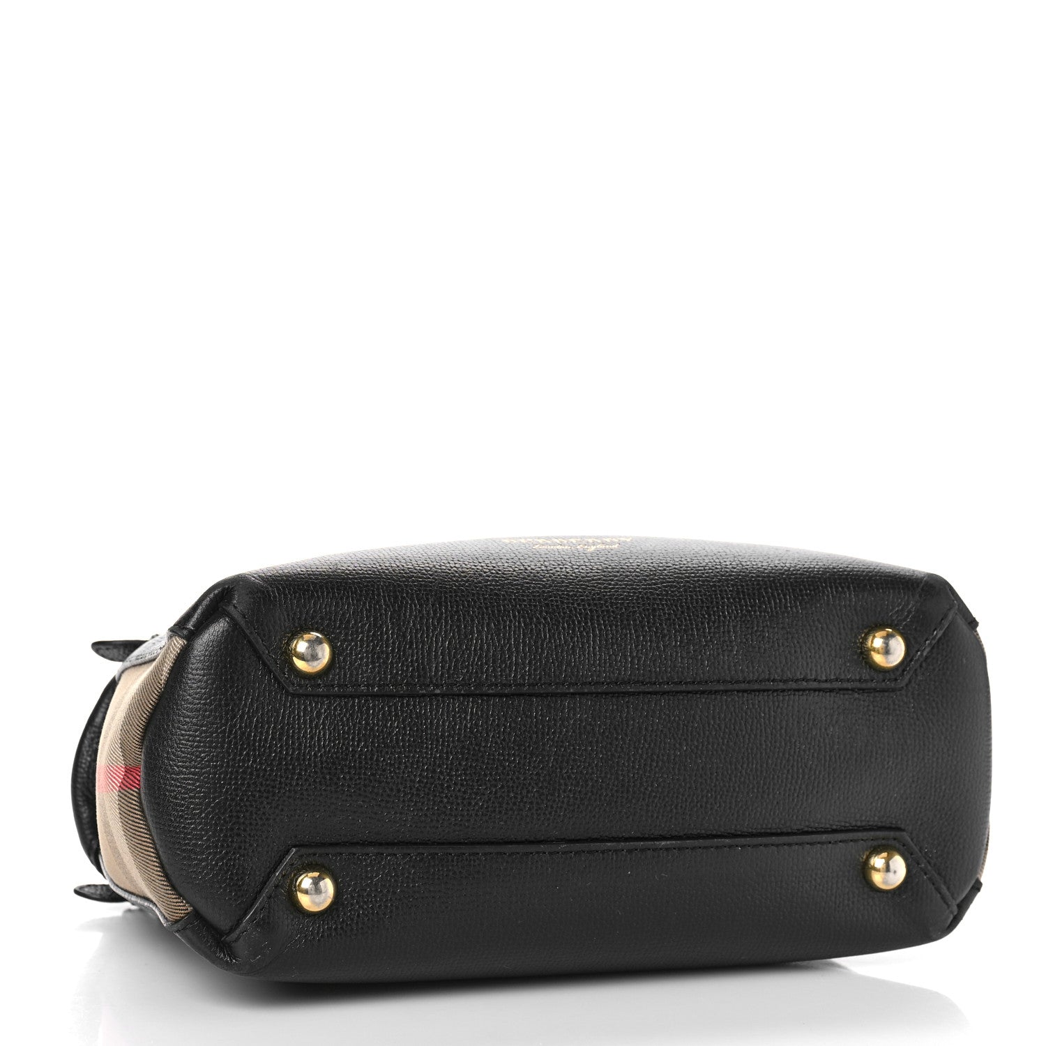 Burberry Derby Calfskin House Check Small Banner Tote Black 4 of 8
