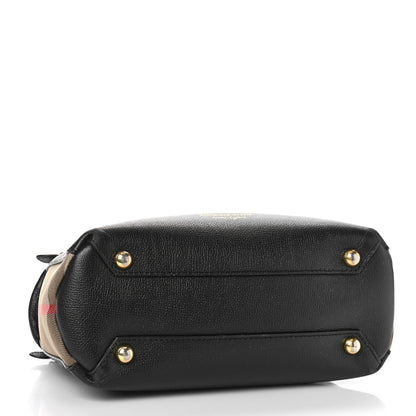 Burberry Derby Calfskin House Check Small Banner Tote Black 4 of 8