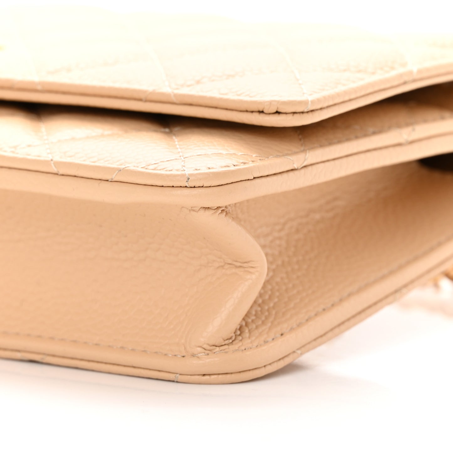 Caviar Quilted Wallet On Chain WOC Beige