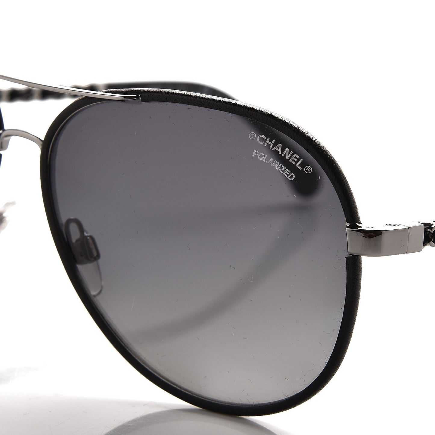 Lambskin Aviator Chain Sunglasses 4194-Q Black