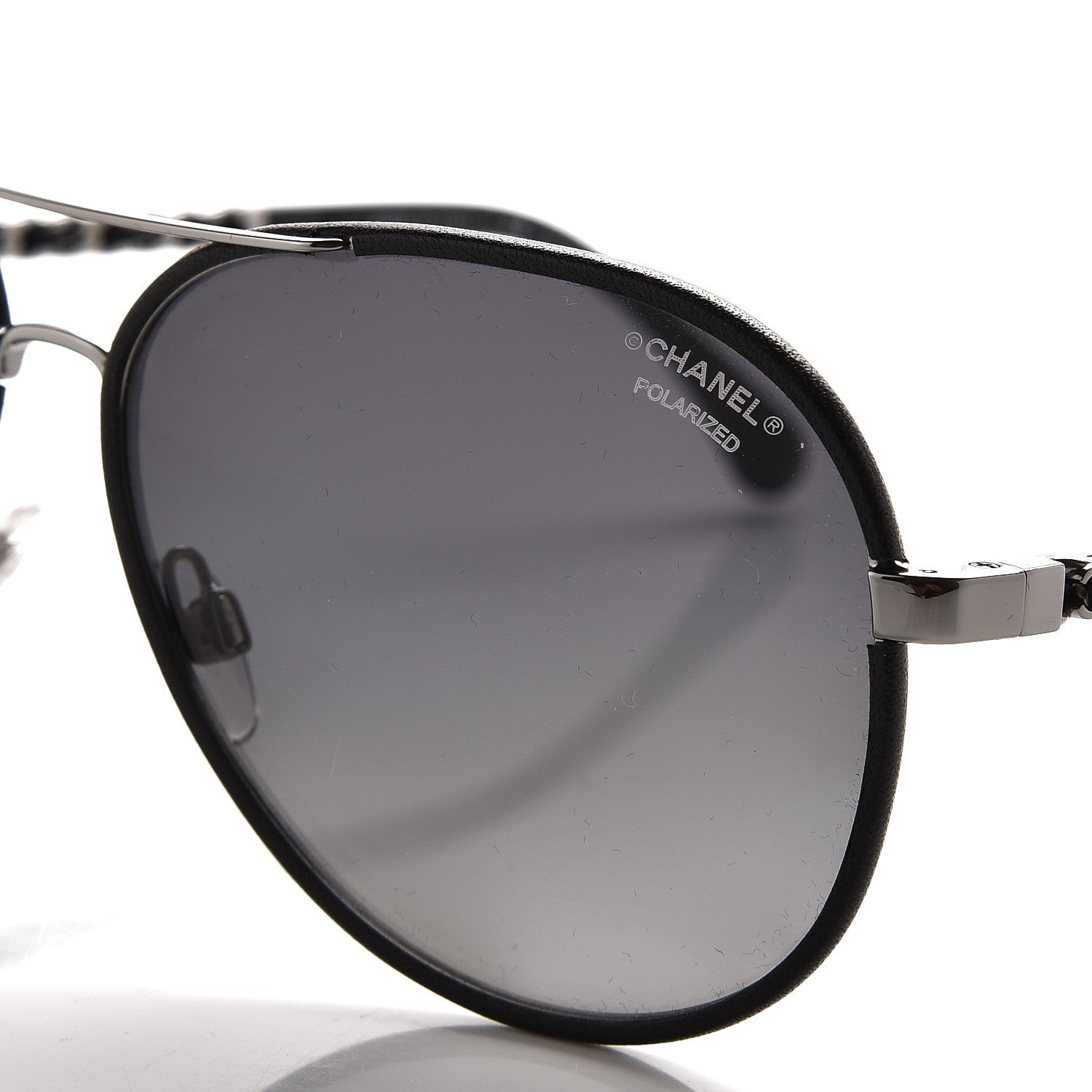 Chanel Lambskin Aviator Chain Sunglasses 4194-Q Black 7 of 10