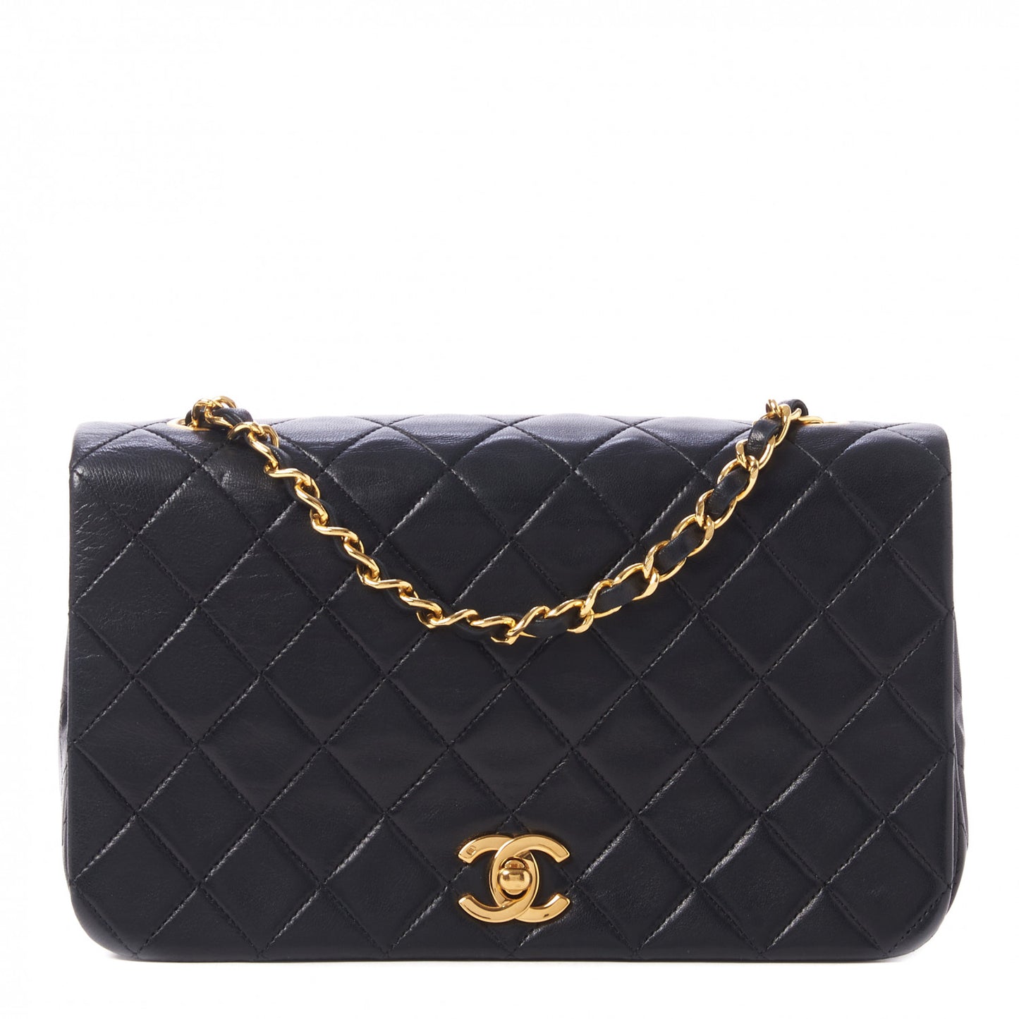 Lambskin Quilted Small Single Flap Black