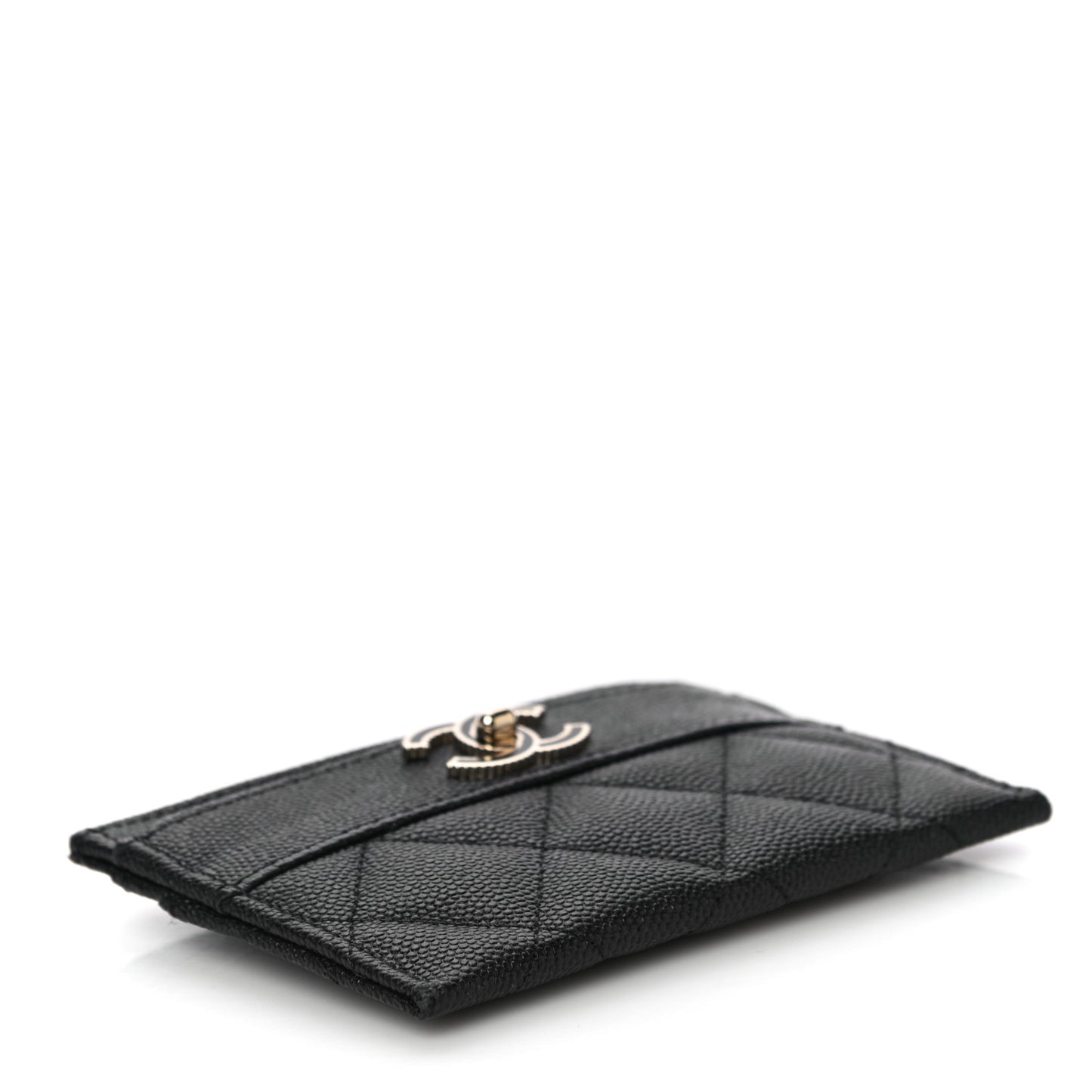 Caviar Quilted Vintage Mademoiselle Card Holder Black