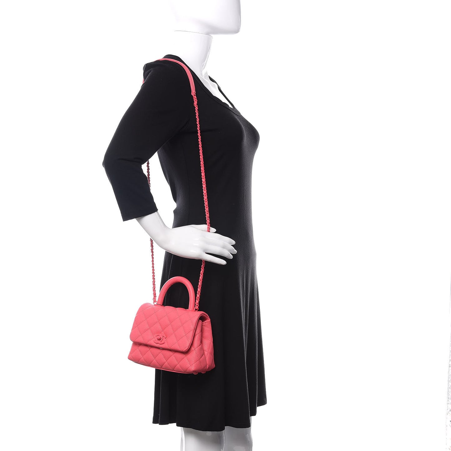 Caviar Quilted Incognito Extra Mini Coco Handle Flap Pink