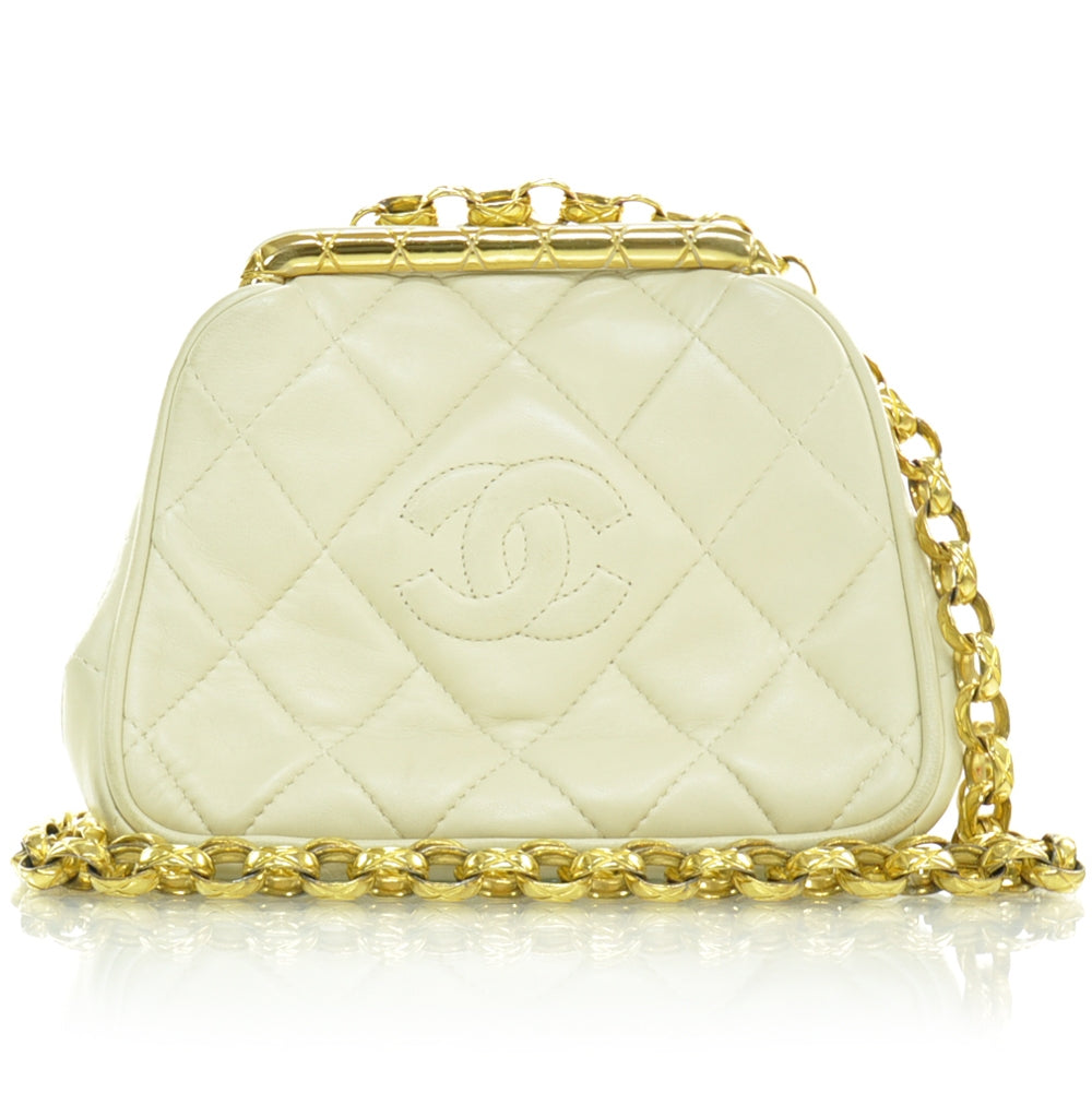 Chanel Lambskin Quilted Evening Bag Light Beige 1 of 3