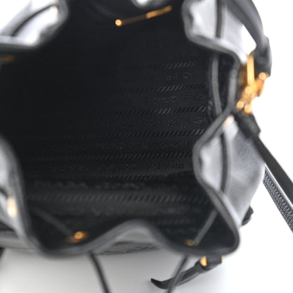 Prada Vitello Daino Drawstring Bucket Black 4 of 7