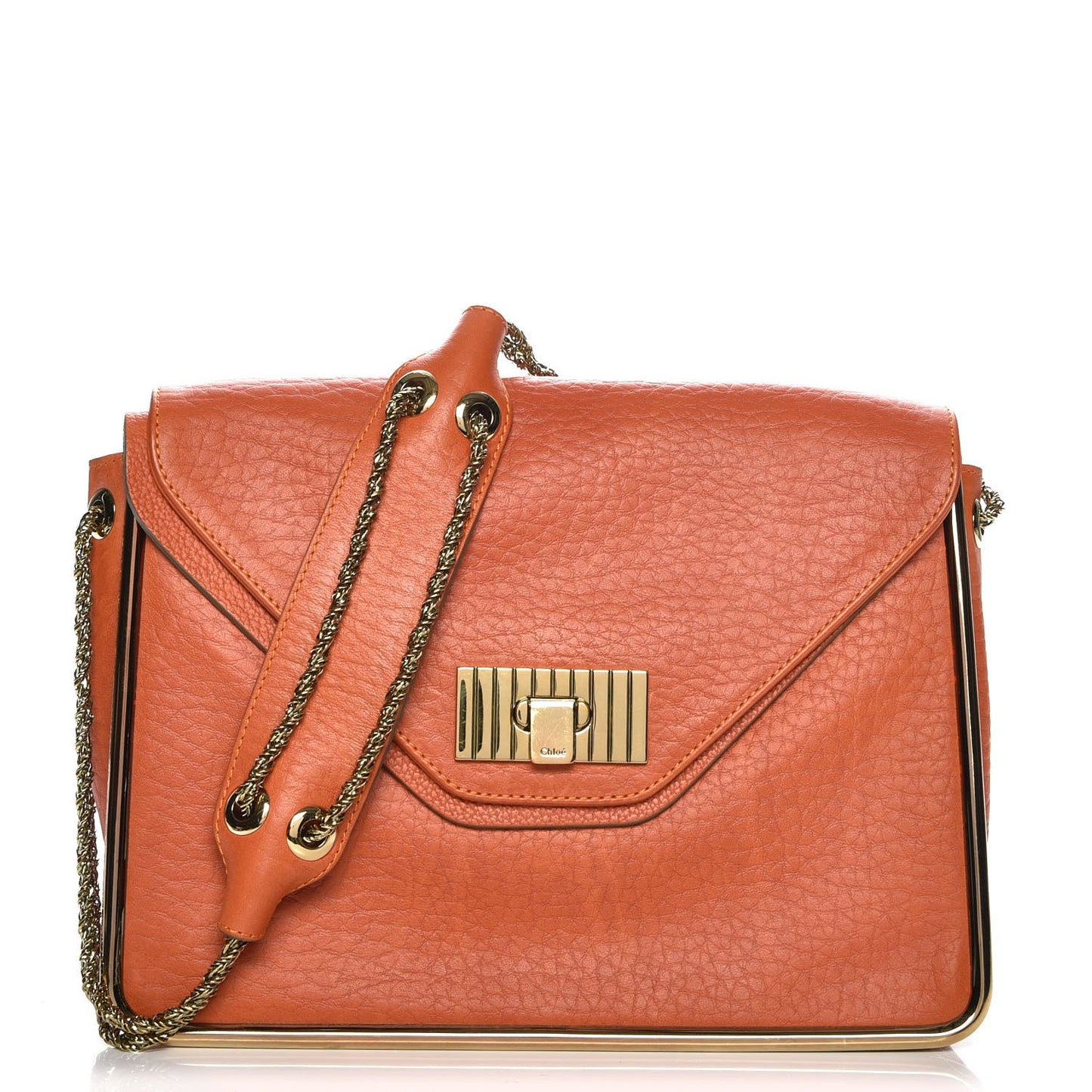Grained Calfskin Medium Sally Flap Bag Tan