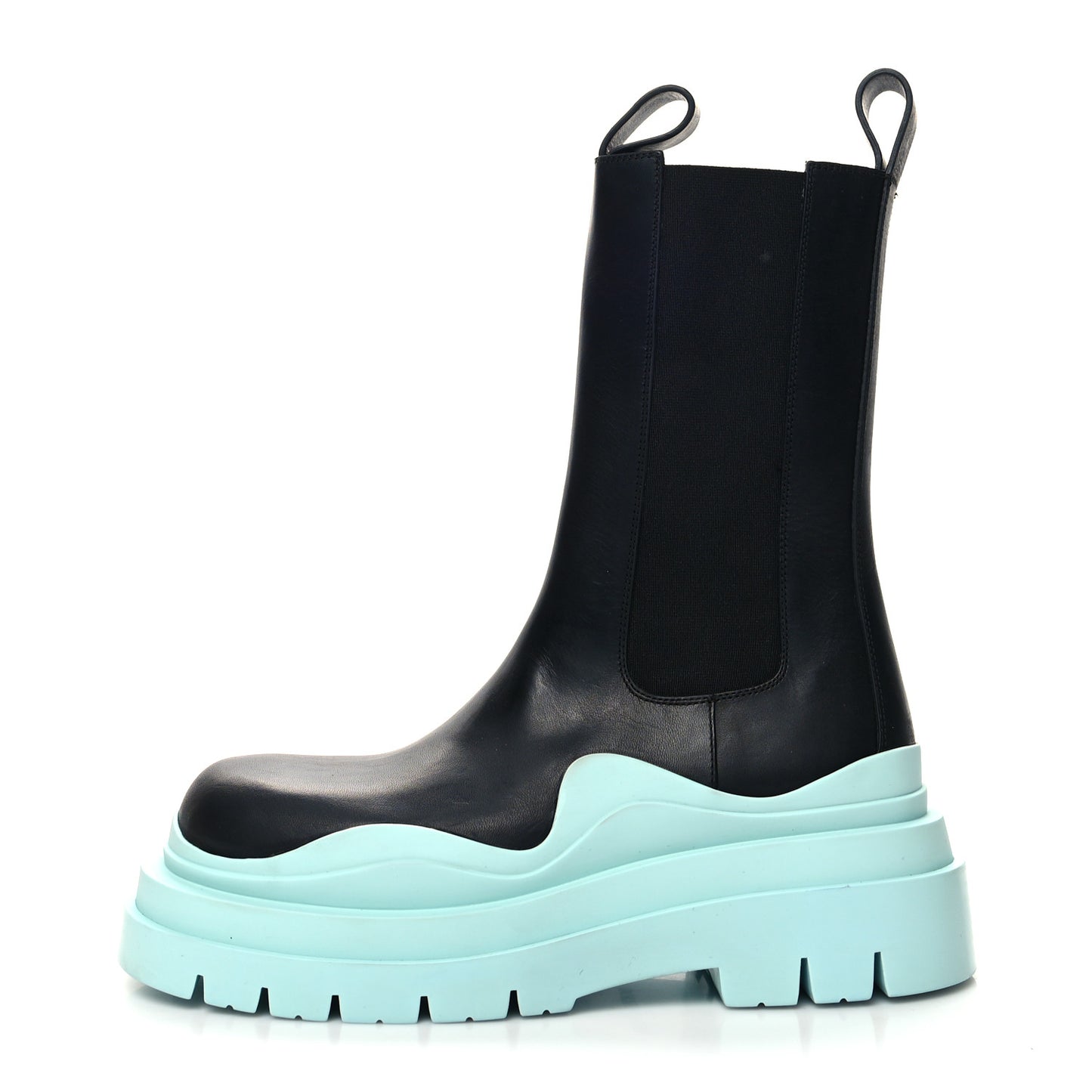 Calfskin The Tire Chelsea Boots 38 Black Pale Blue