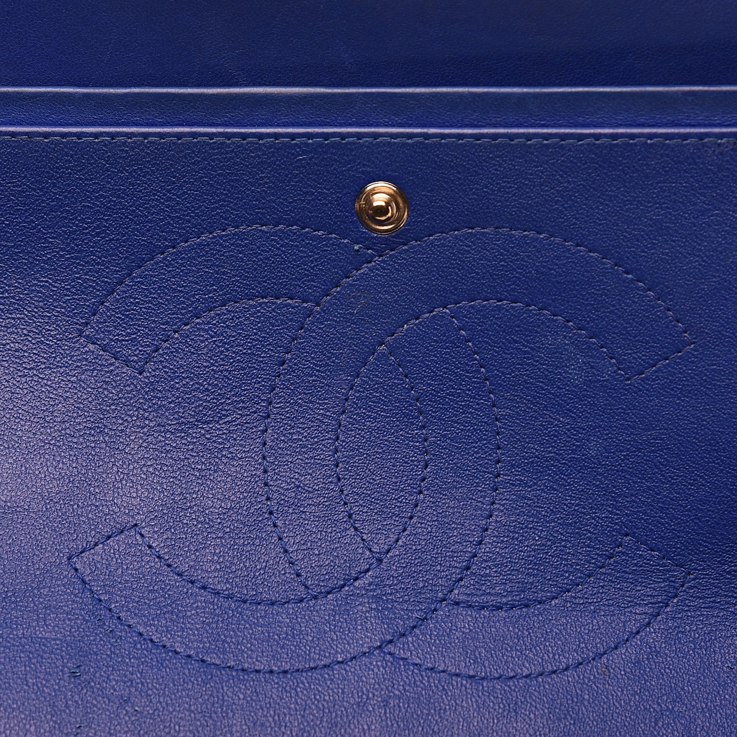 Lambskin Quilted Jumbo Double Flap Blue