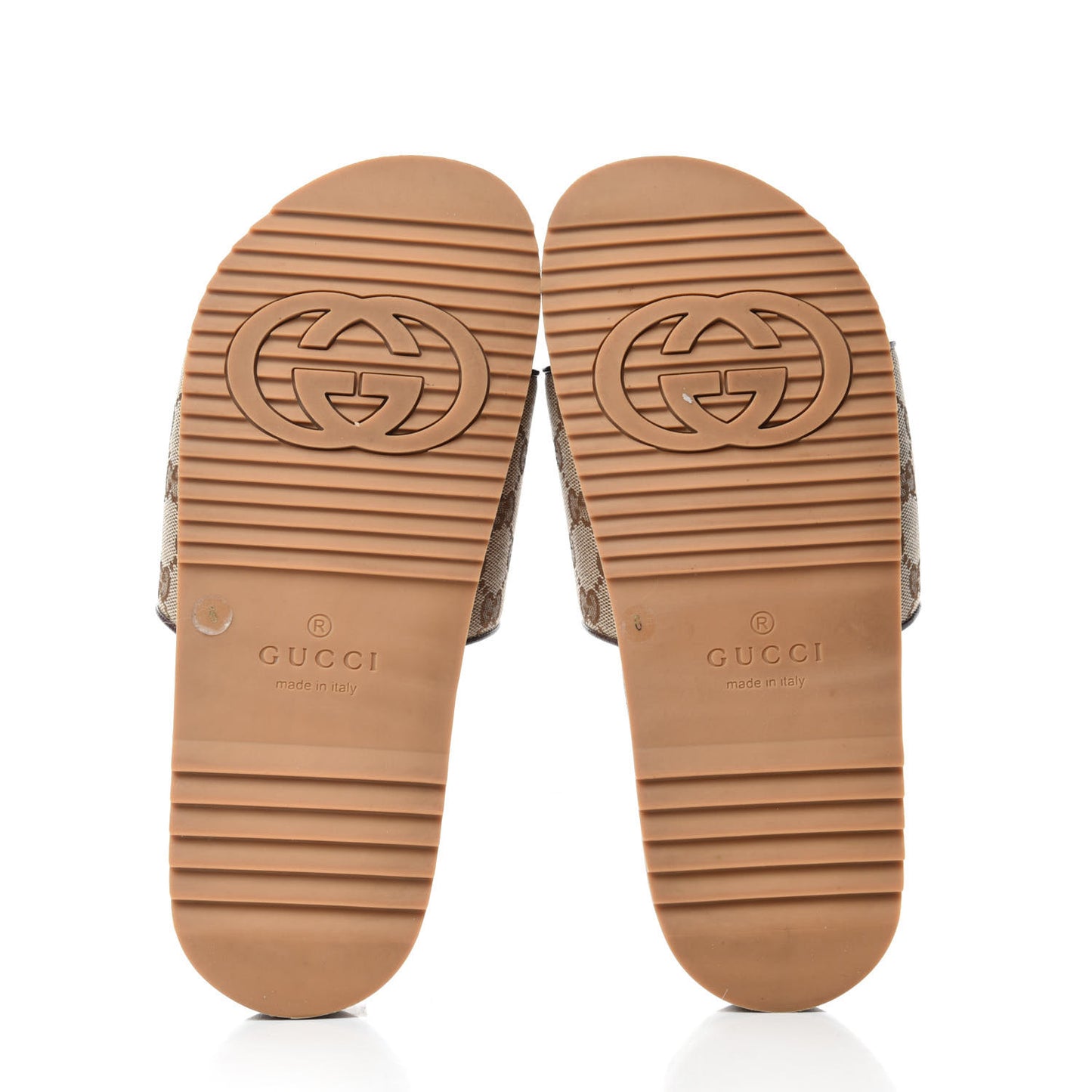 Canvas GG Monogram Mens Slide Sandals 6 Beige