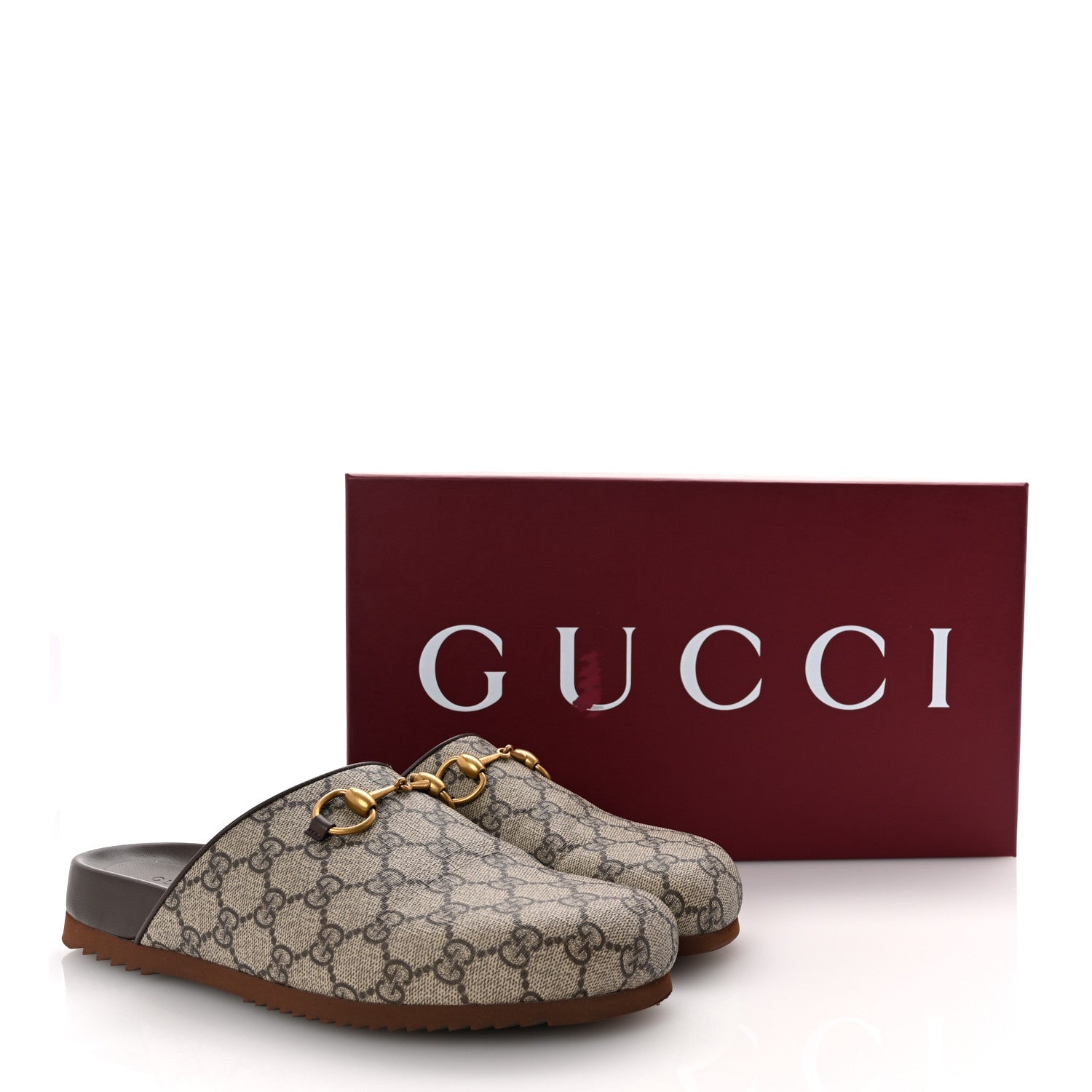 Gucci GG Supreme Monogram Miro Soft Calfskin Womens Horsebit Slippers 39.5 Beige Ebony New Acero 10 of 10