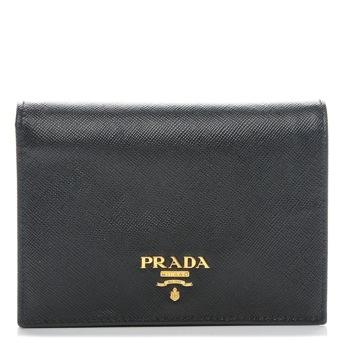 Saffiano Compact Snap Bi-Fold Wallet Black