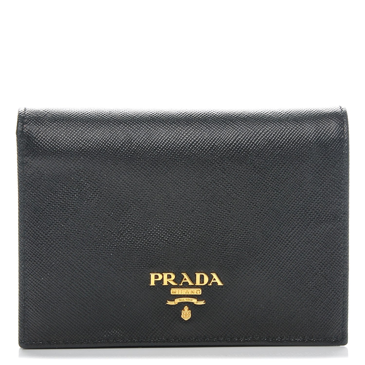 Prada Saffiano Compact Snap Bi-Fold Wallet Black 1 of 6