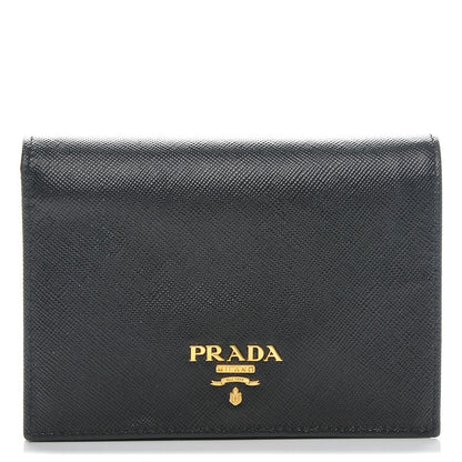 Prada Saffiano Compact Snap Bi-Fold Wallet Black 1 of 6