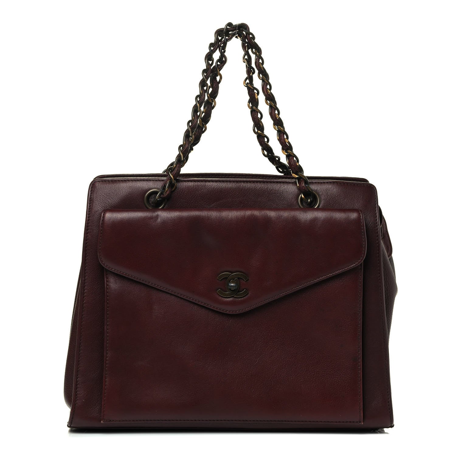 Chanel Calfskin Flap Shoulder Bag Burgundy 1 of 4