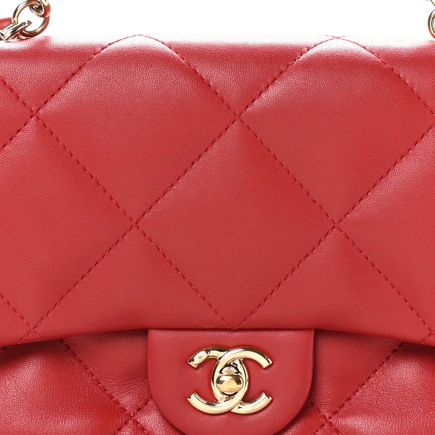 Lambskin Quilted Easy Carry Flap Red