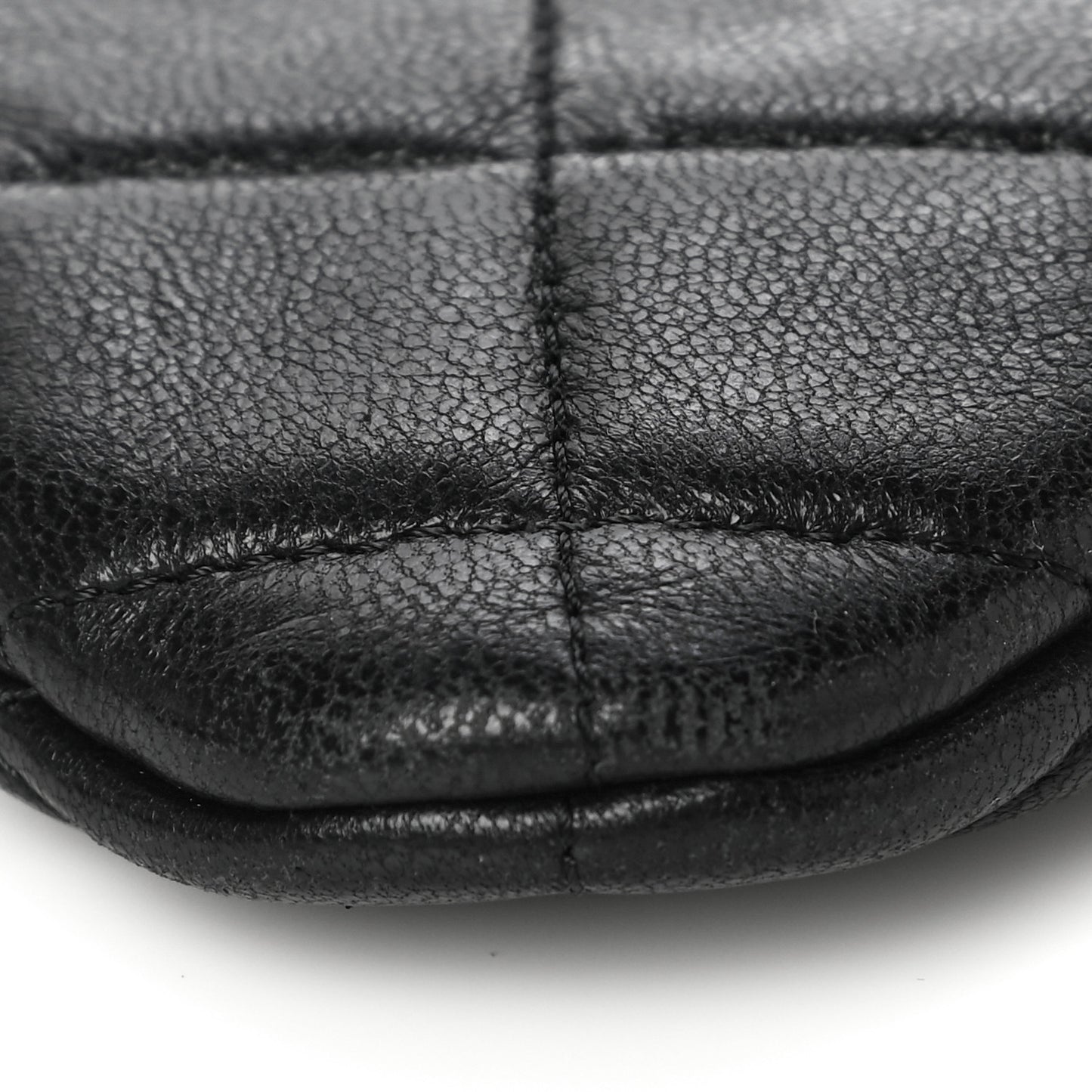 Lambskin Quilted Small Cosmetic Case Black