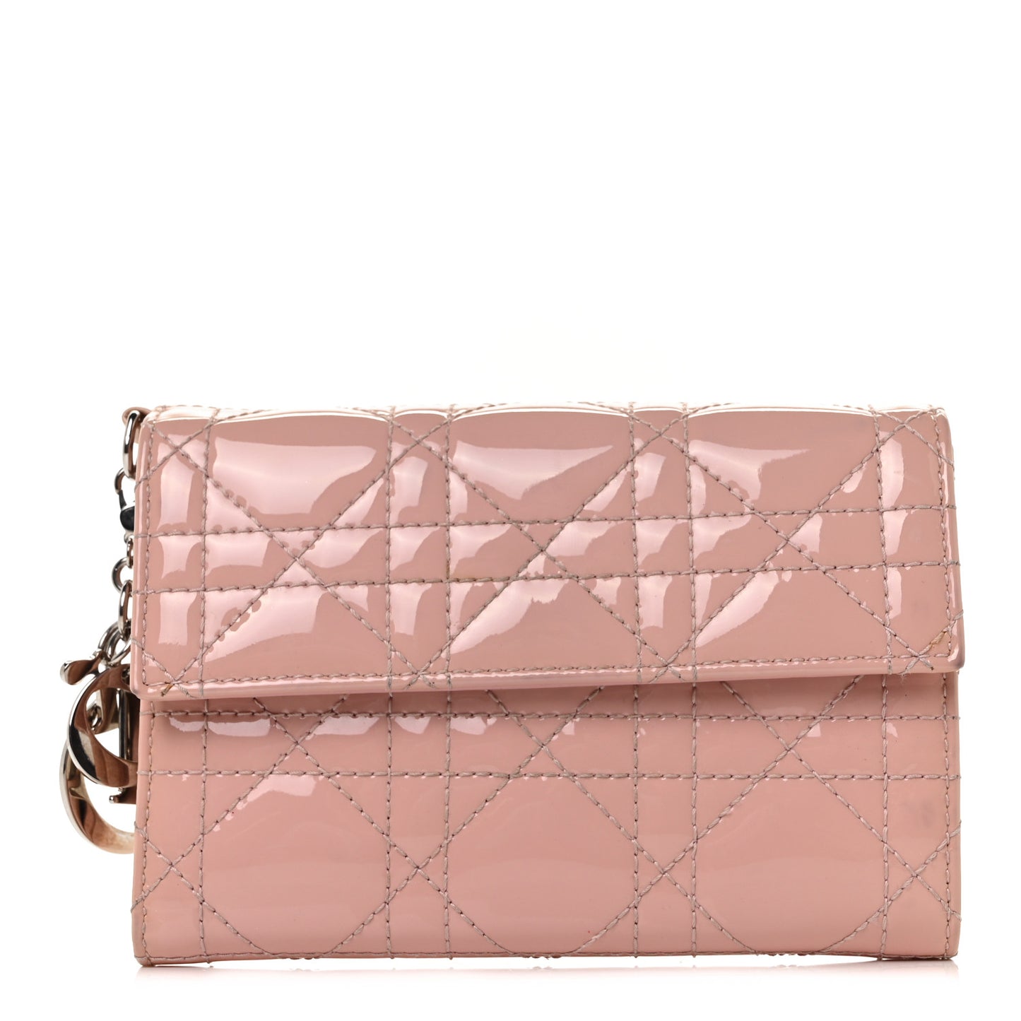Patent Cannage Lady Dior Explorateur Wallet Pink