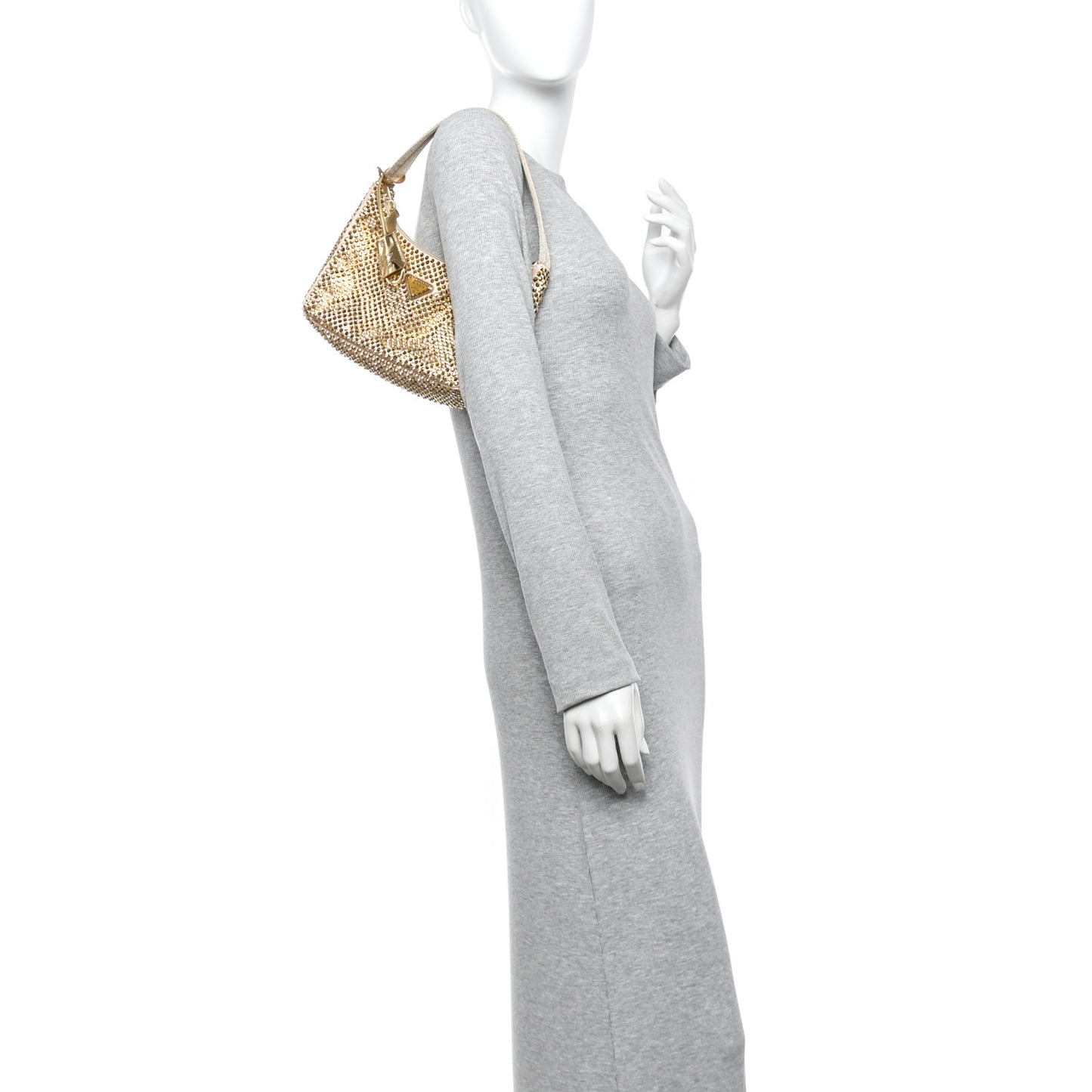 Satin Crystal Mini Re-Edition 2000 Bag Platino