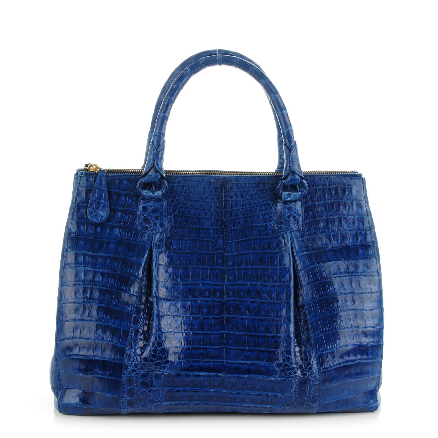 Crocodile Executive Double Zip Tote Blue