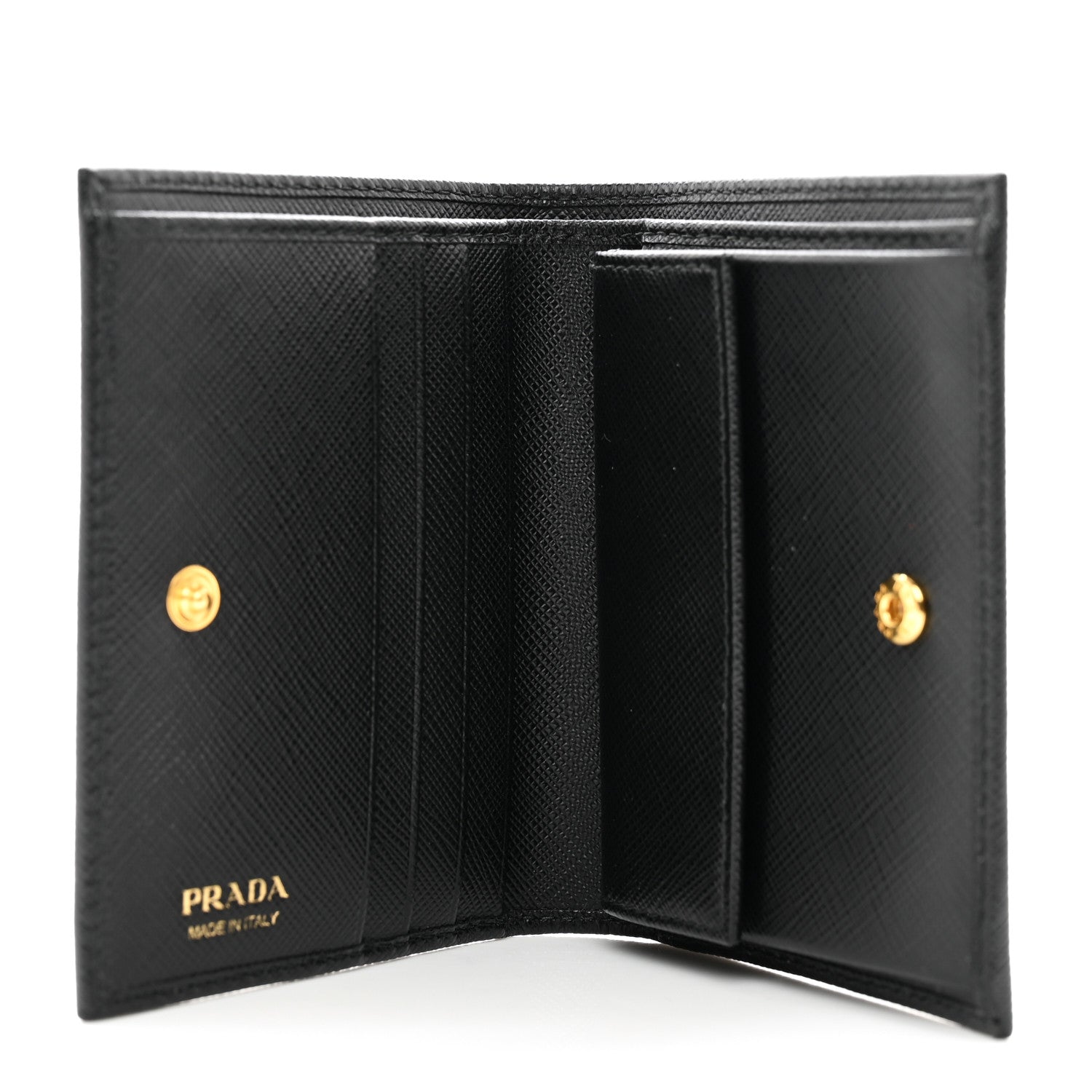 Prada Saffiano Metal Bi-Fold Wallet Black 5 of 7