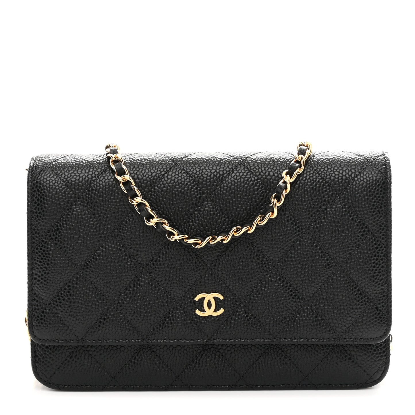 Caviar Quilted Wallet On Chain WOC Black