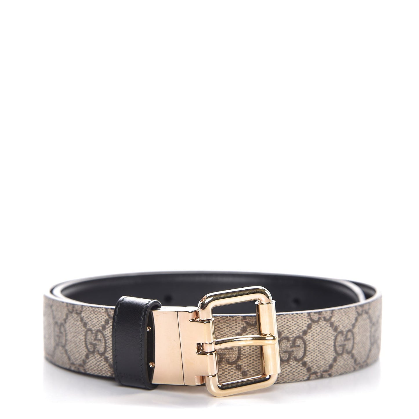 Selleria Calfskin GG Supreme Monogram Reversible 30mm Belt 80 32 Black Beige Ebony