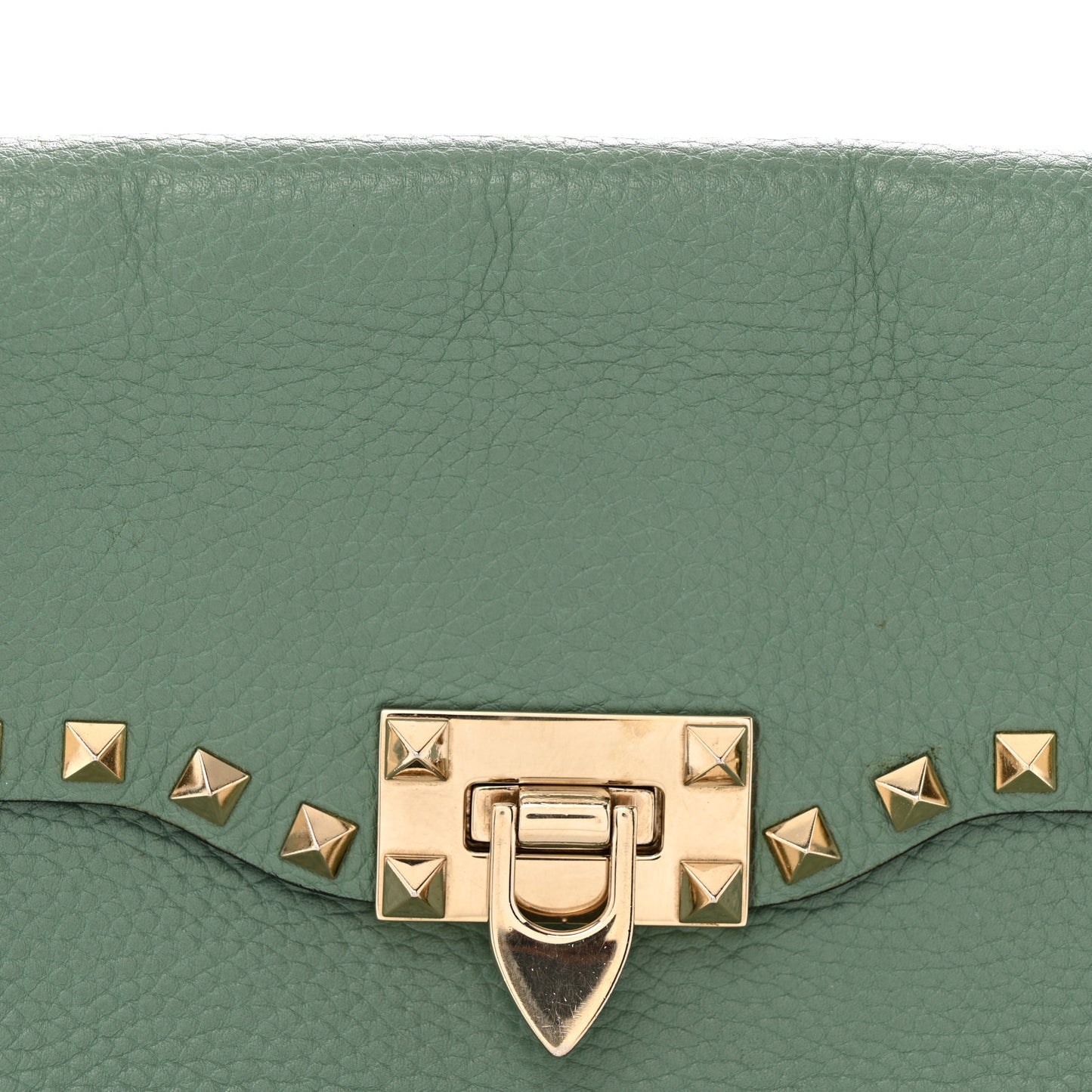 Pebbled Calfskin Medium Rockstud Flip Lock Crossbody Bag Light Green