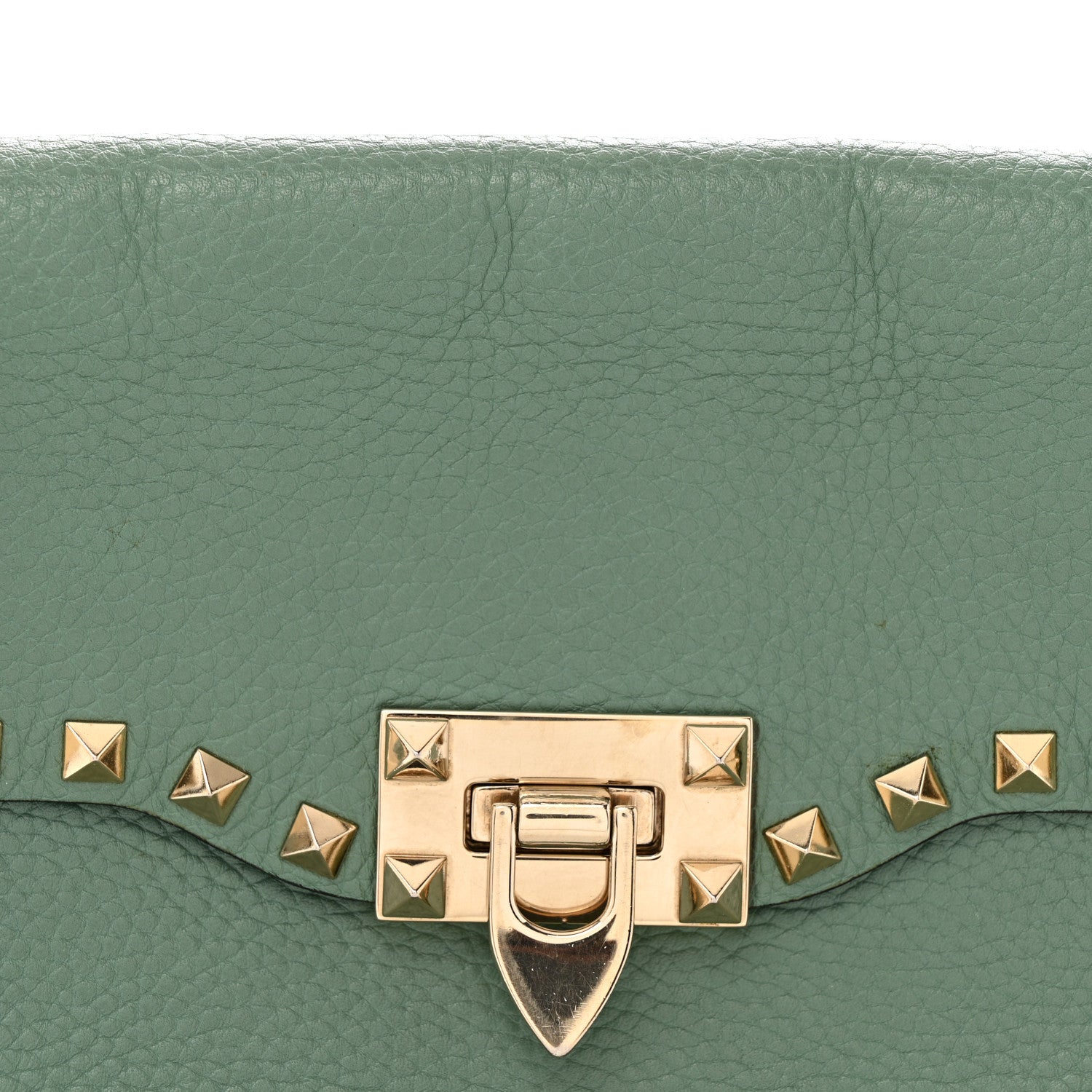 Valentino Garavani Pebbled Calfskin Medium Rockstud Flip Lock Crossbody Bag Light Green 7 of 16