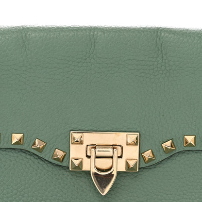Valentino Garavani Pebbled Calfskin Medium Rockstud Flip Lock Crossbody Bag Light Green 7 of 16