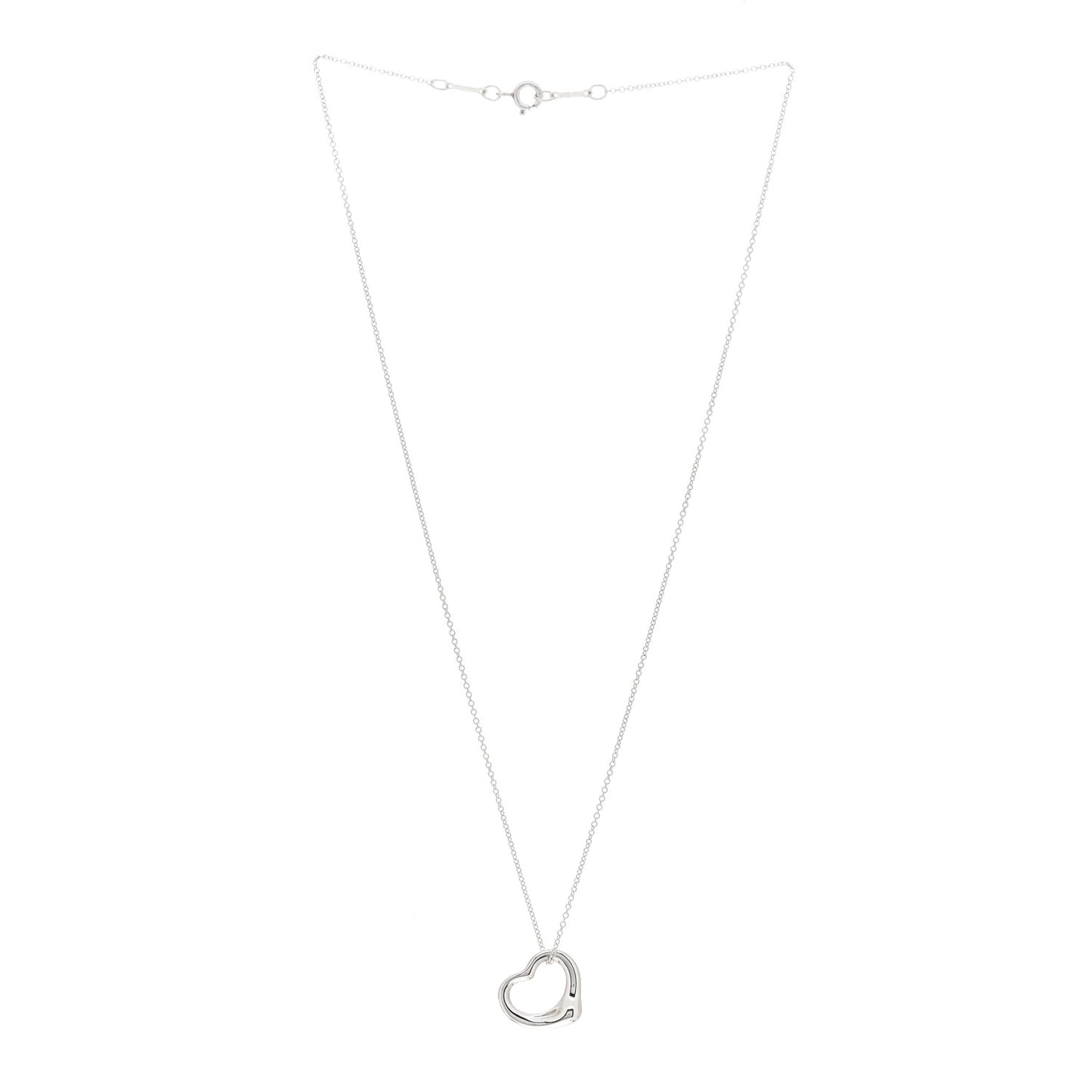 Sterling Silver 16mm Elsa Peretti Open Heart Pendant Necklace