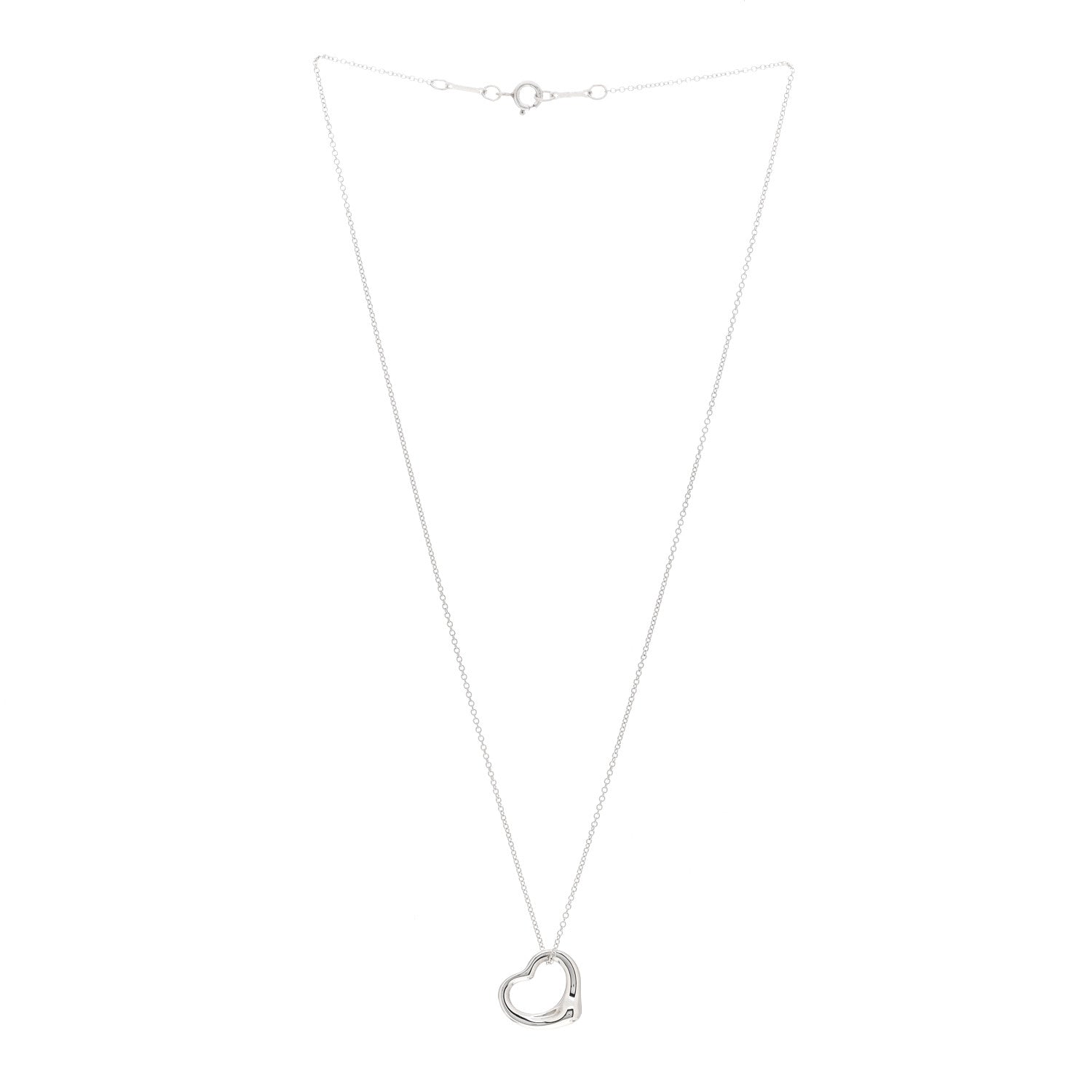 Tiffany Sterling Silver 16mm Elsa Peretti Open Heart Pendant Necklace 3 of 4