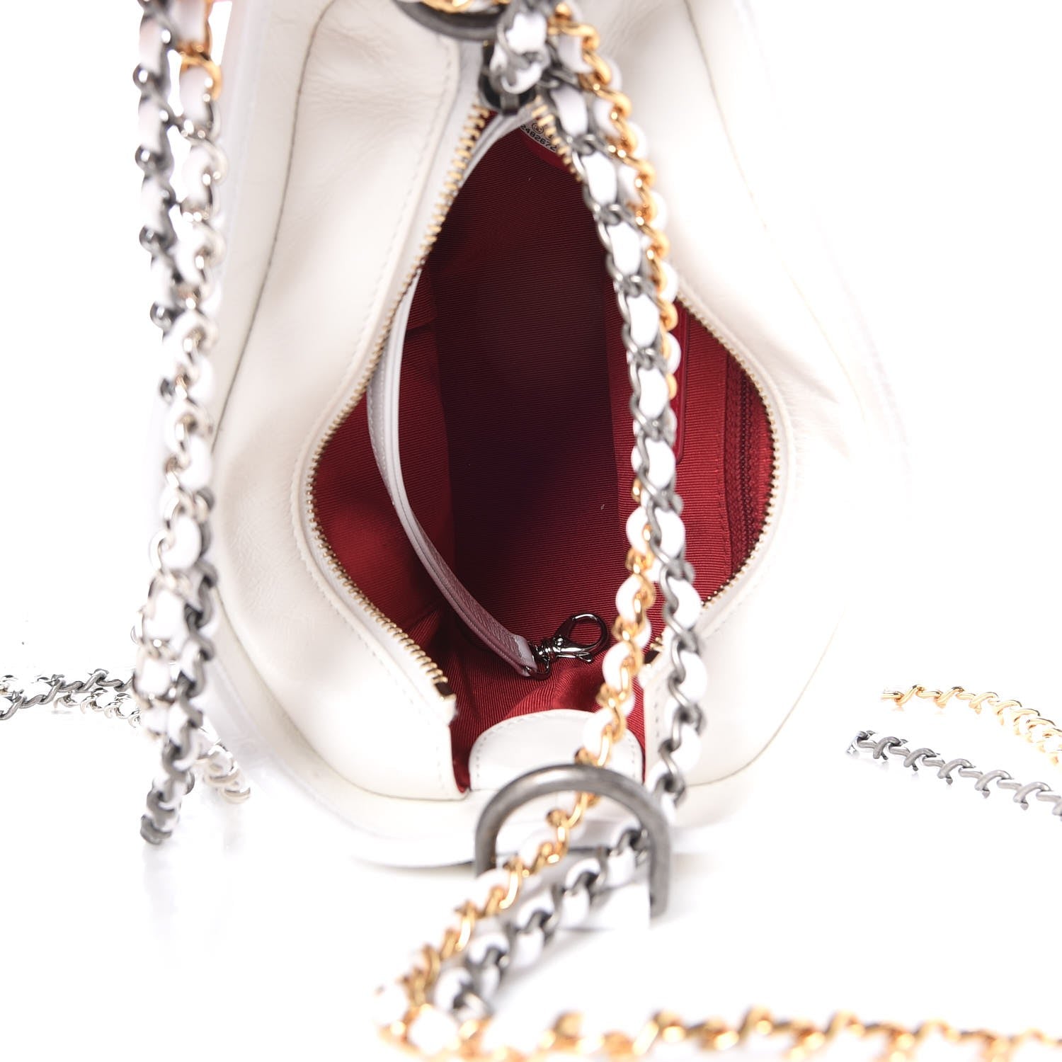 Chanel Aged Calfskin Quilted Small Gabrielle Hobo White 7 of 8