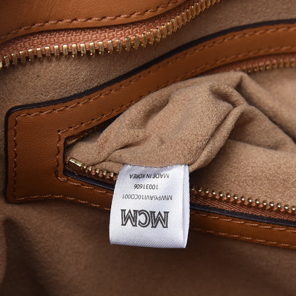 MCM Visetos Studded Medium Shopping Tote Cognac 9 of 16