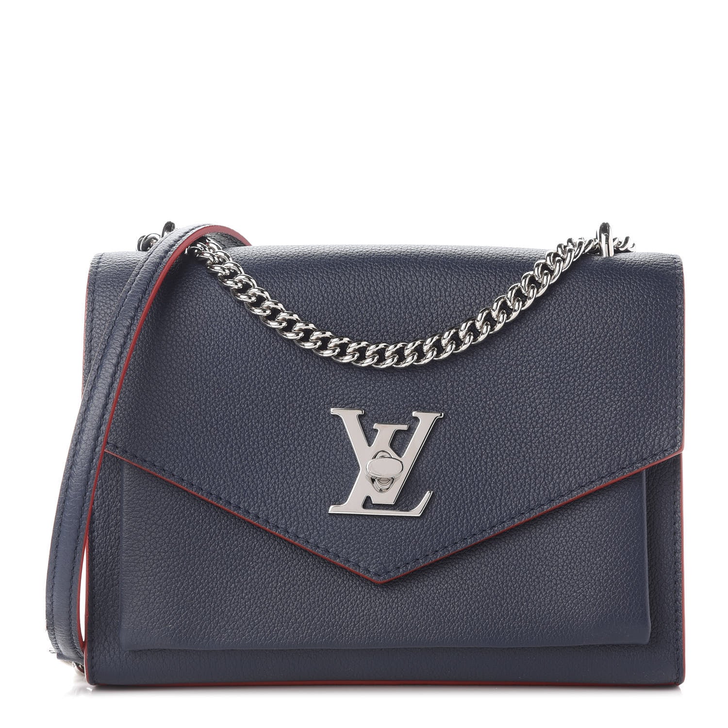 Louis Vuitton Soft Calfskin Mylockme Chain Bag BB Marine Rouge 1 of 9