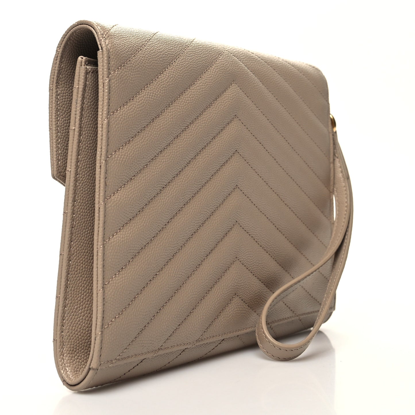 Grain De Poudre Matelasse Chevron Monogram Envelope Clutch Dark Beige