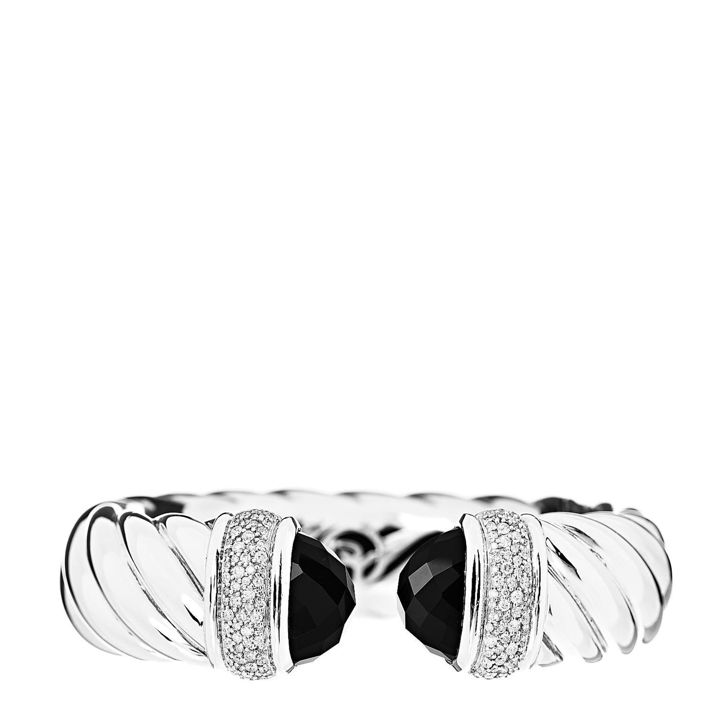 Sterling Silver Diamond Black Onyx 18mm Waverly Hinge Bracelet
