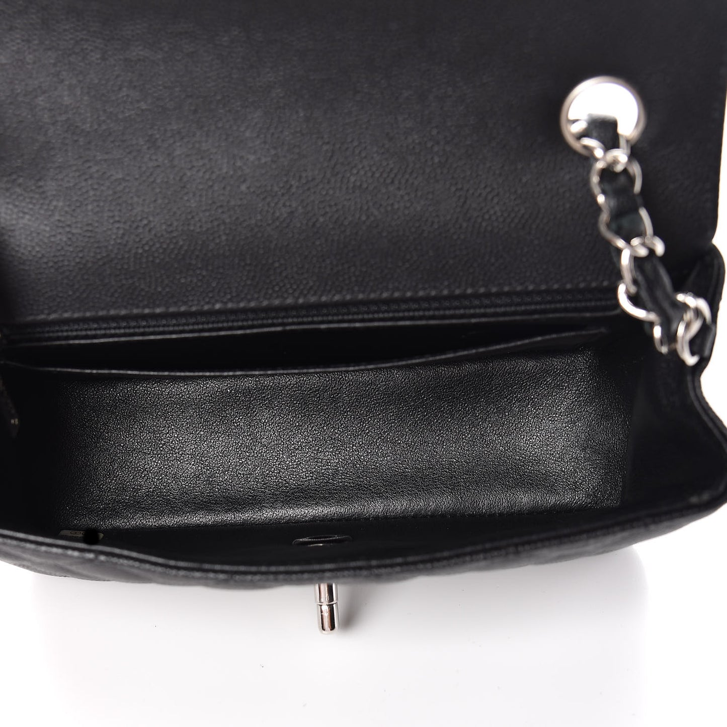 Iridescent Caviar Quilted Mini Rectangular Flap Black