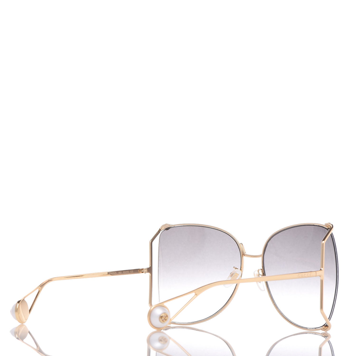 Gucci Oversized Round Sunglasses GG0252S Gold Grey 4 of 8