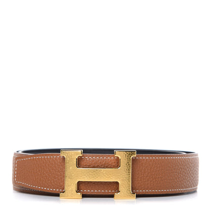 Hermes Box Togo Martelee H Belt 32mm Belt 90 Black Gold 1 of 6