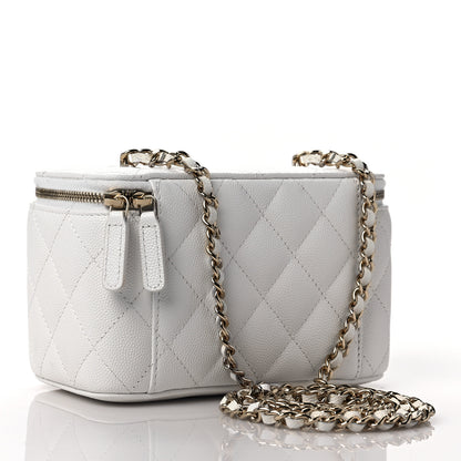 Chanel Caviar Quilted Small Vanity Case With Chain White 4 of 11