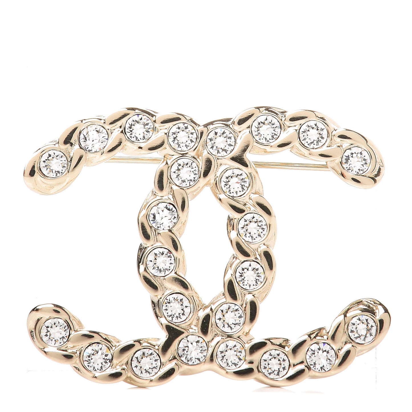 Crystal CC Brooch Light Gold