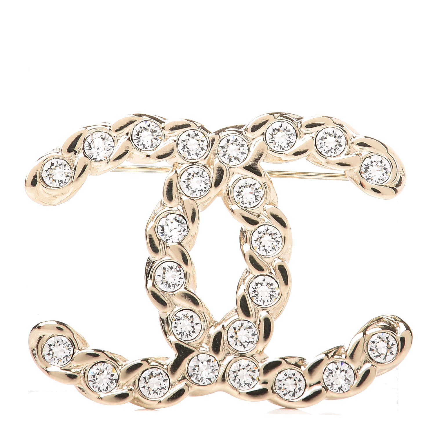 Chanel Crystal CC Brooch Light Gold 1 of 6