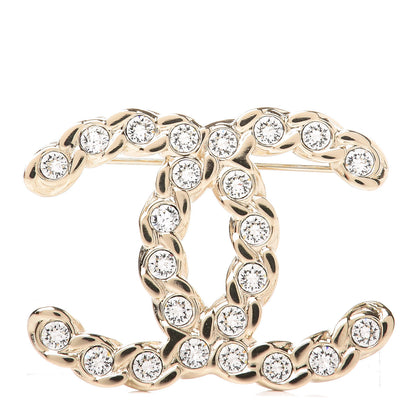 Chanel Crystal CC Brooch Light Gold 1 of 6