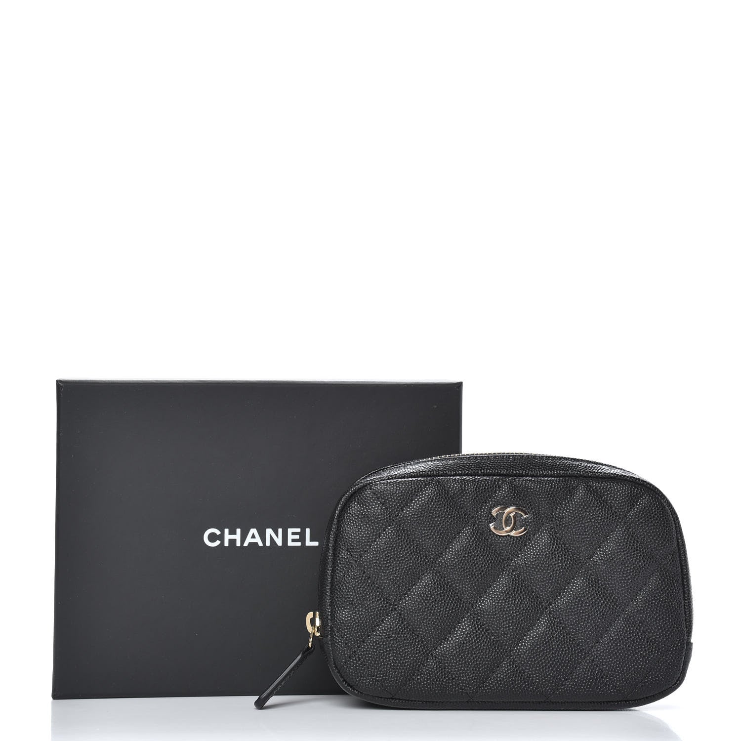 Chanel Caviar Quilted Small Curvy Pouch Cosmetic Case Black 10 of 10