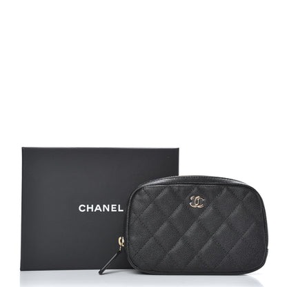 Chanel Caviar Quilted Small Curvy Pouch Cosmetic Case Black 10 of 10