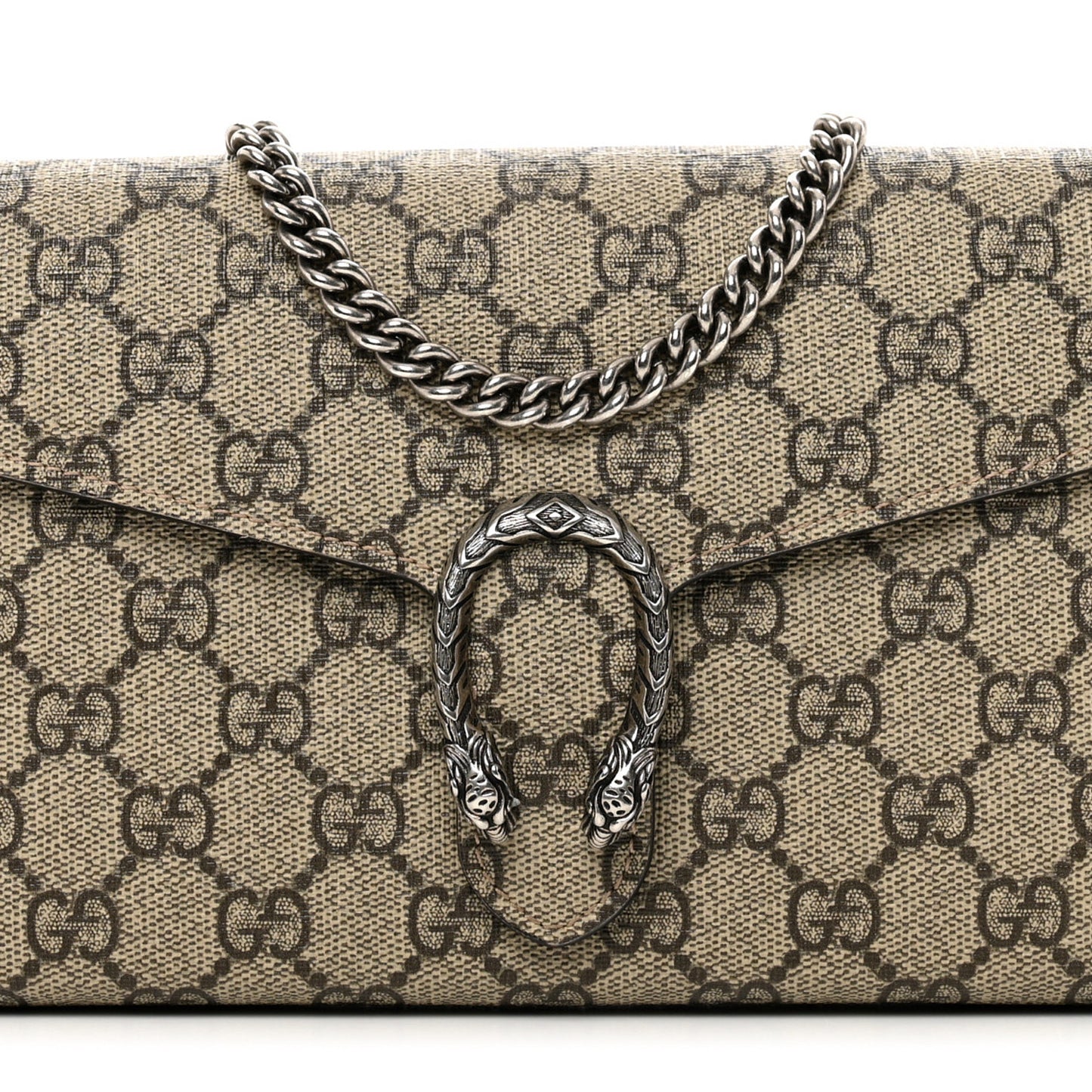 GG Supreme Monogram Mini Dionysus Chain Wallet Beige Taupe