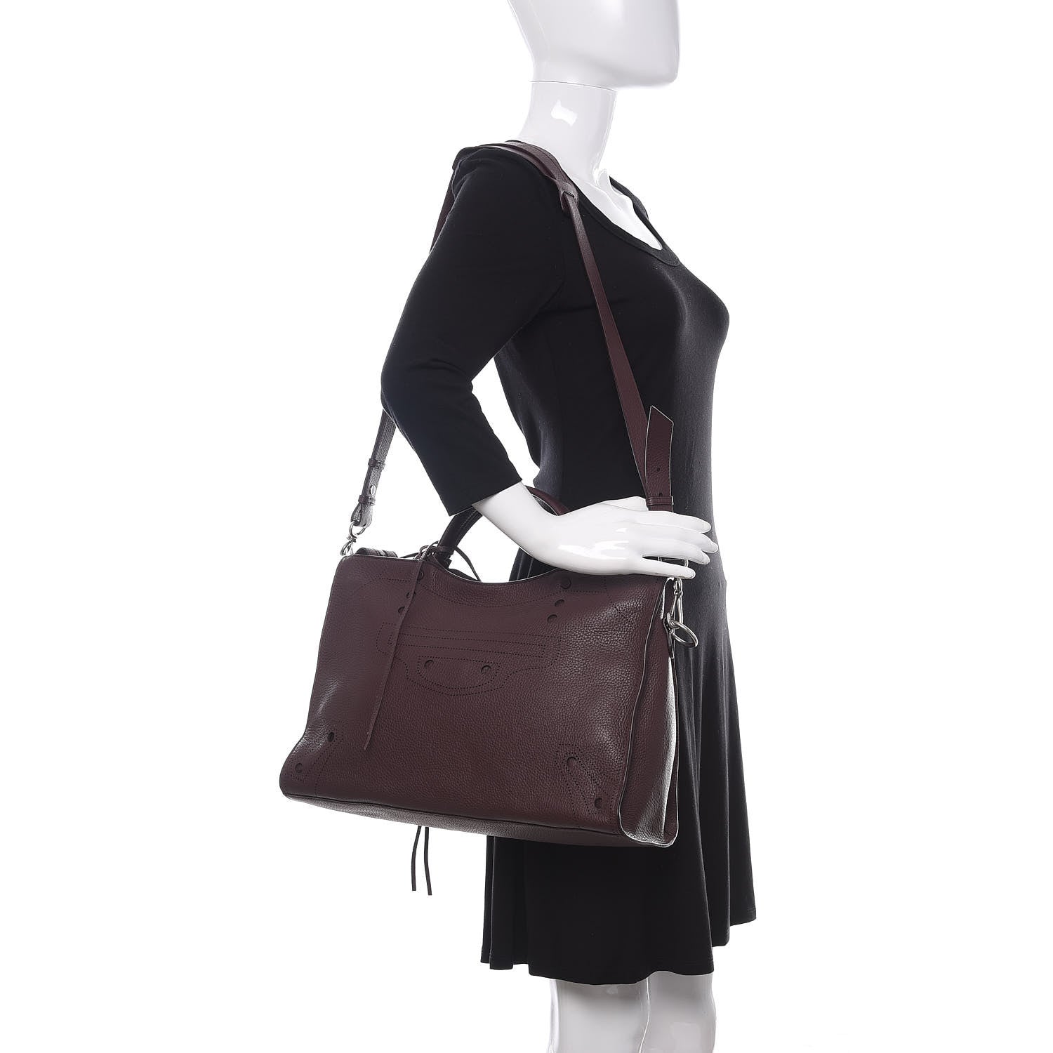 Balenciaga Veau Grana Perforated Blackout Hardware City Rouge Acajou 2 of 10